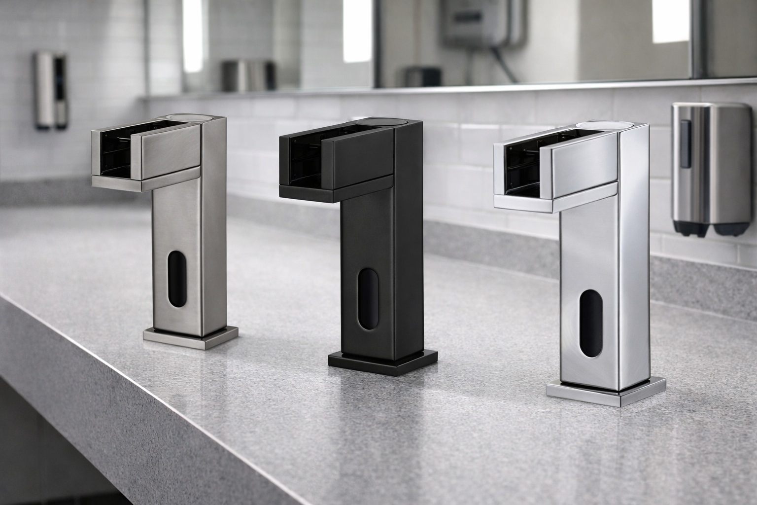 BathSelect touchless faucet finish example for frequent wipe down environments